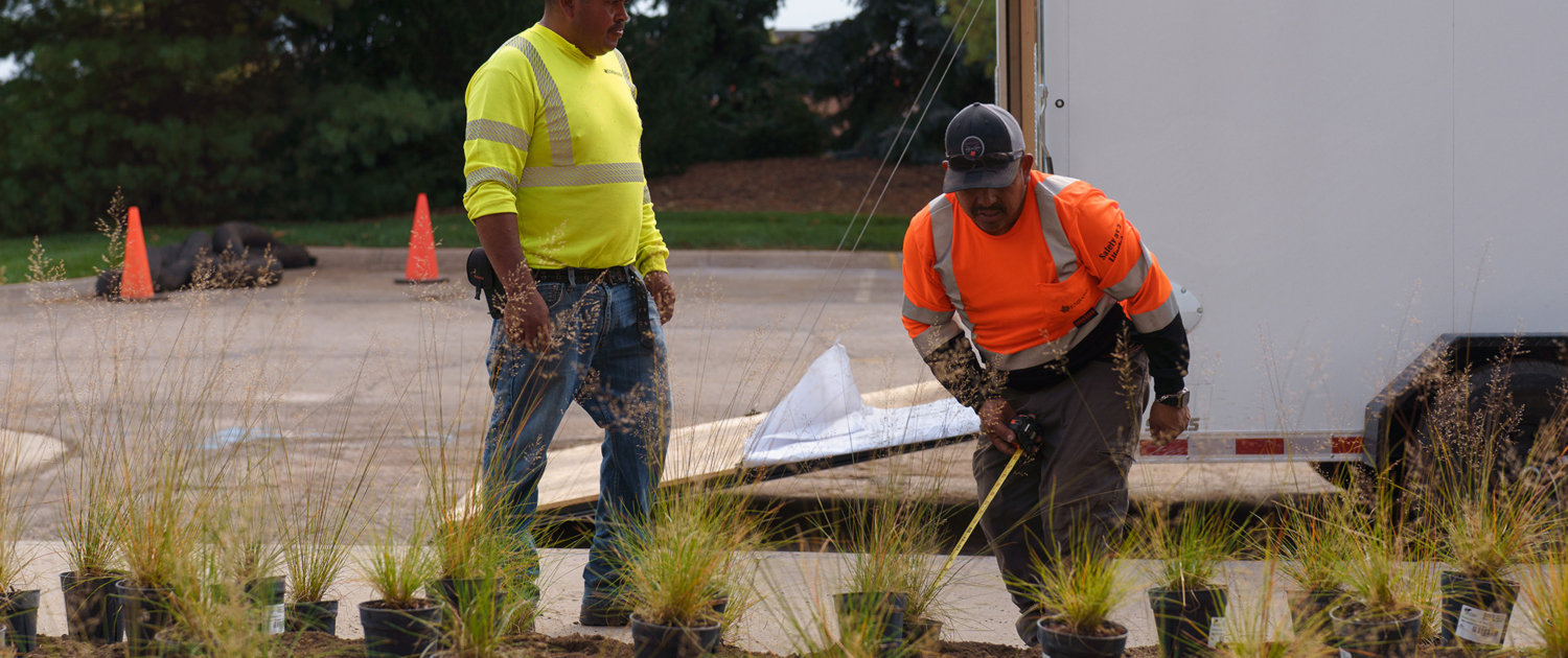 Commercial Two Landscapers Working