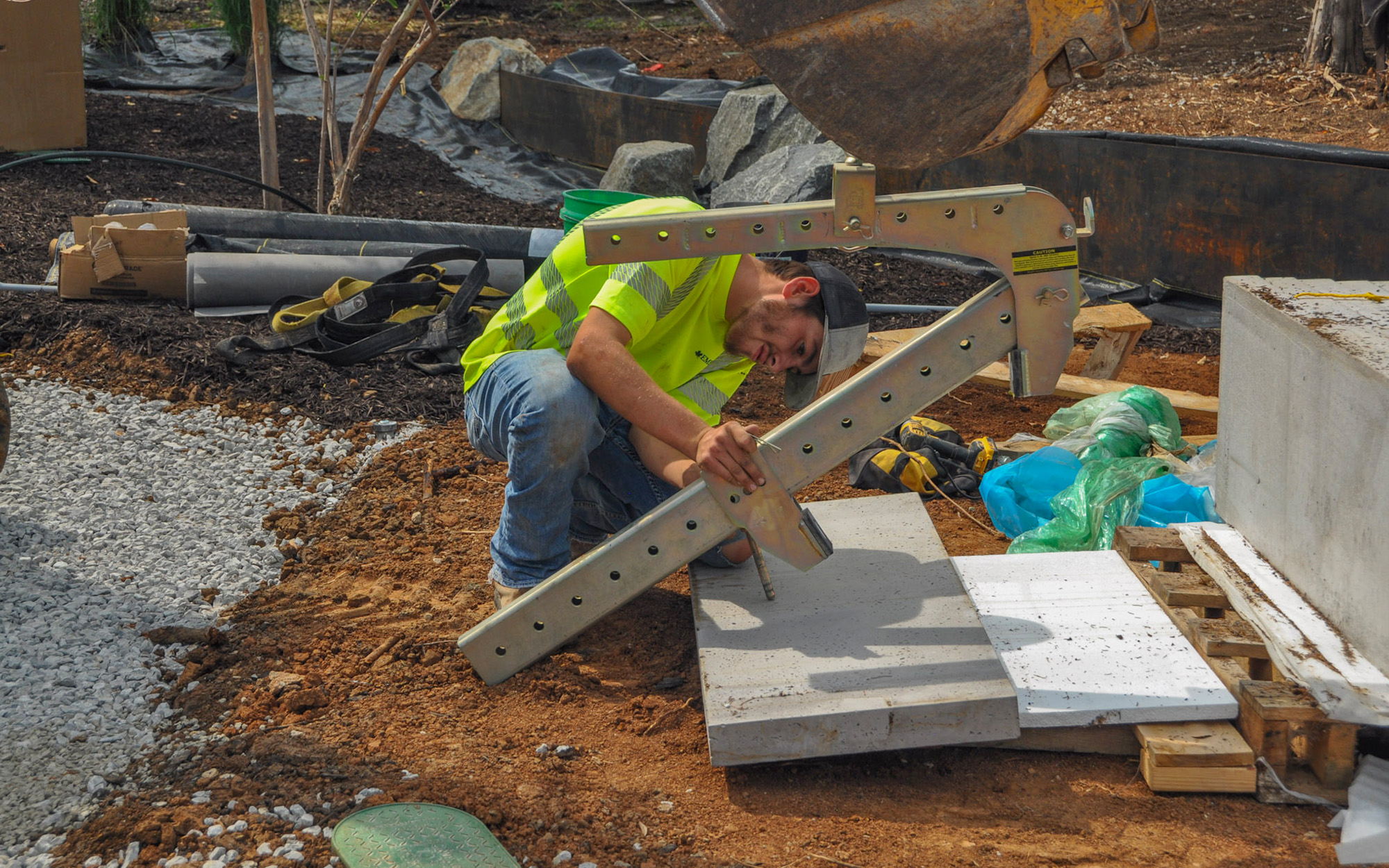 Estate-Man operating heavy equipment landscaping yard Estate Man Operating Heavy Equipment Landscaping Yard