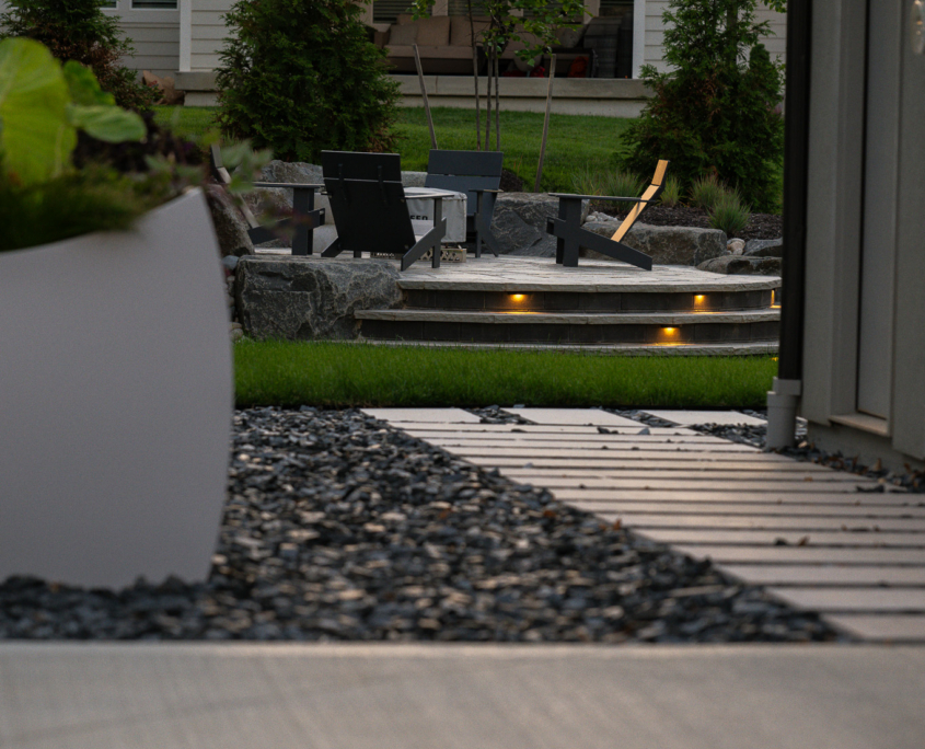 Outside Of Modern House Walkway And Seating
