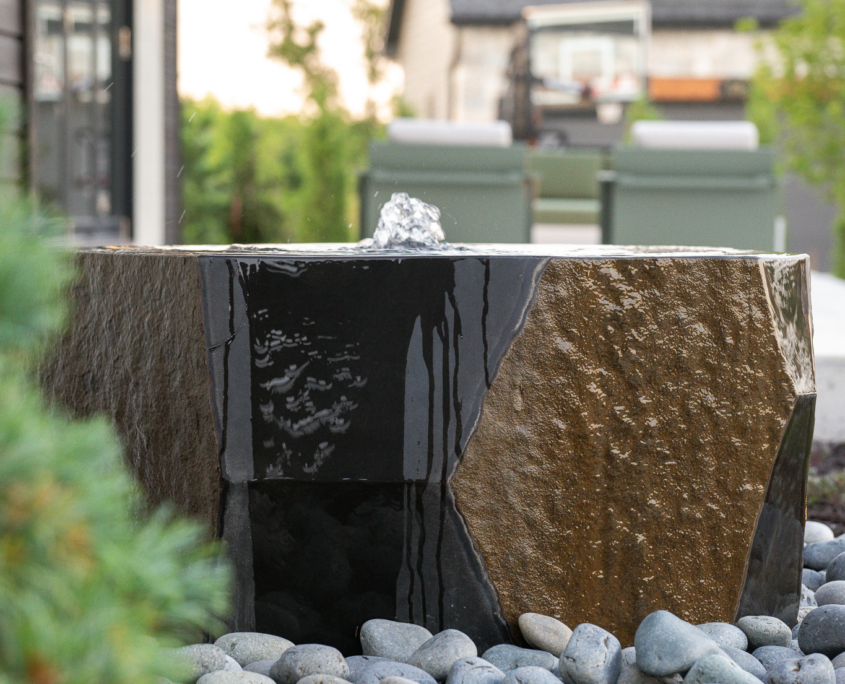 Outside Of Modern House Water Feature